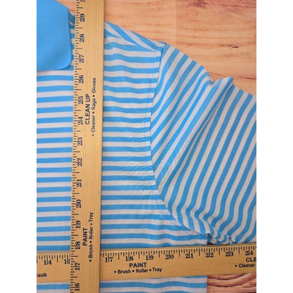 FootJoy FJ Mens Athletic Fit Blue Striped Golf Polo Medium - Picture 7 of 7